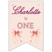 Pink Bow First Birthday! Wimpelkette (Erste Fahne)