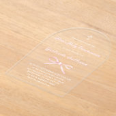 Pink bow First Holy Communion girl Acryleinladungen (Ablage )