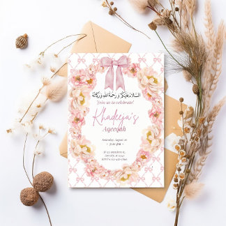 Pink Bow Floral Aqeeqah Einladung