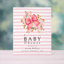 Pink Bow Floral Aquarell Babydusche