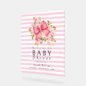 Pink Bow Floral Aquarell Babydusche Acrylschild (Winkel)