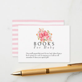 Pink Bow Floral Aquarell Babydusche Begleitkarte