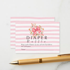 Pink Bow Floral Aquarell Babydusche Begleitkarte