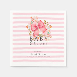Pink Bow Floral Aquarell Babydusche Serviette