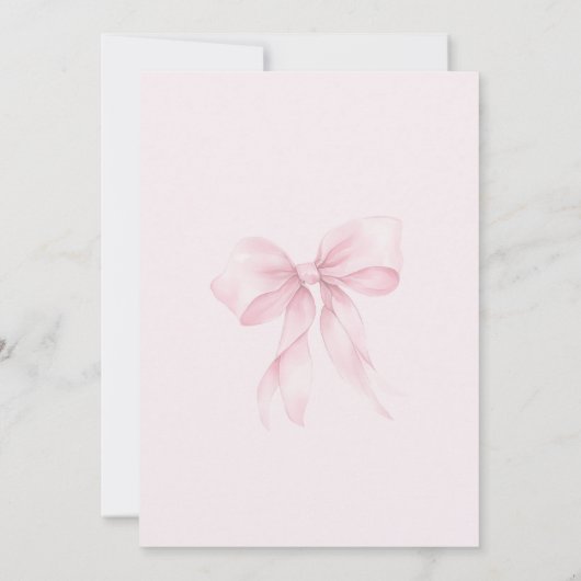 Pink Bow Floral Baby Dusche Einladung (Rückseite)