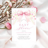 Pink Bow Floral Baby Dusche Einladung