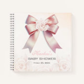 Pink Bow Floral Baby Showbook Notizblock (Vorderseite)