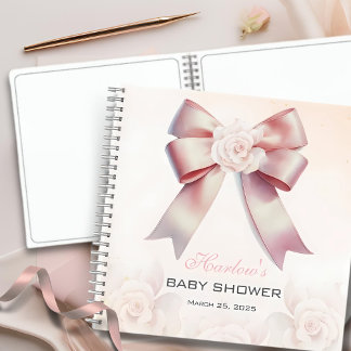 Pink Bow Floral Baby Showbook Notizblock