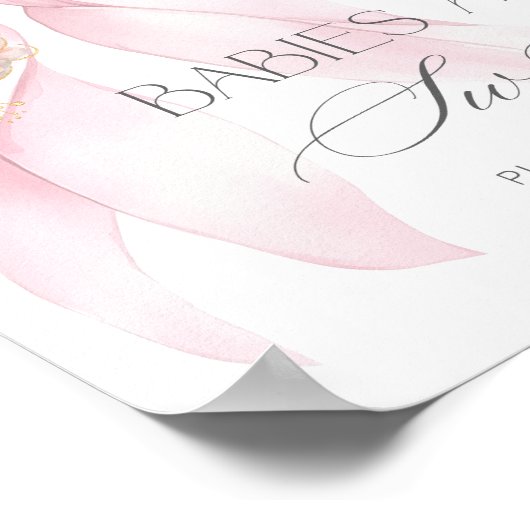 Pink Bow Floral Babys sind süß Poster (Ecke)