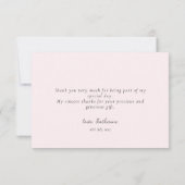 Pink Bow Floral Bridal Shower Dankeskarte (Rückseite)