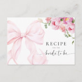 Pink Bow Floral Bridal Shower Recipe Request Begleitkarte (Vorderseite)