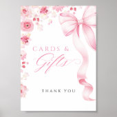 Pink Bow Floral Cards & Gifts Table Sign Poster (Vorne)