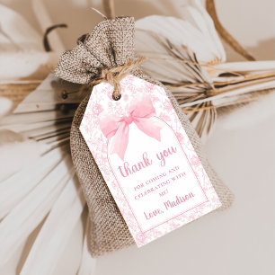 Pink Bow Floral Chinoiserie 1st Birthday Geschenke Geschenkanhänger