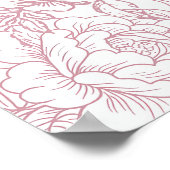 Pink Bow Floral Chinoiserie Baptism Welcome Sign Poster (Ecke)