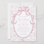 Pink Bow Floral Chinoiserie Brautparty Einladung (Vorderseite)