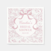 Pink Bow Floral Chinoiserie Brautparty Napkins Serviette (Vorderseite)