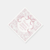 Pink Bow Floral Chinoiserie Brautparty Napkins Serviette (Ecke)