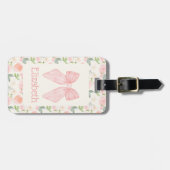 Pink Bow Floral Coquette Ästhetische Schultasche T Gepäckanhänger (Vorderseite horizontal)