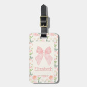 Pink Bow Floral Coquette Ästhetische Schultasche T Gepäckanhänger (Vorderseite vertikal)