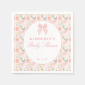 Pink Bow Floral Coquette Gingham Girl Babydusche Serviette (Vorderseite)
