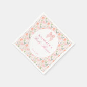 Pink Bow Floral Coquette Gingham Girl Babydusche Serviette (Ecke)
