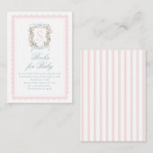 Pink Bow Floral Crest Books for Baby Begleitkarte (Vorne/Hinten)