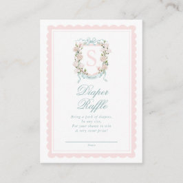 Pink Bow Floral Crest Diaper Raffle Ticket Begleitkarte