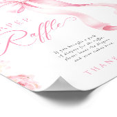 Pink Bow Floral Diaper Raffle Table Sign Poster (Ecke)
