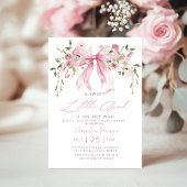 Pink Bow Floral Girl Baby Shower Einladung
