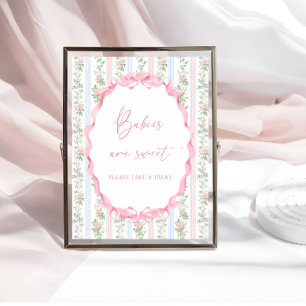 Pink Bow Floral Girl Babydusche Babys sind süß Poster