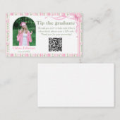 Pink Bow Floral Graduation Begleitkarte (Vorne/Hinten)