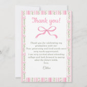 Pink Bow Floral Graduation Dankeskarte (Rückseite)