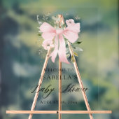 Pink Bow Floral Greenery Girl Baby Shower Welcome Acrylschild (Neutral)