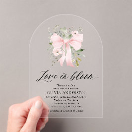 Pink Bow Floral Liebe im Bloom Arch Brautparty Acryleinladungen