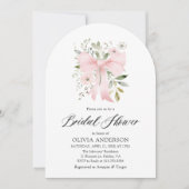 Pink Bow Floral Liebe im Bloom Arch Brautparty Einladung (Vorderseite)