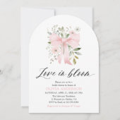 Pink Bow Floral Liebe im Bloom Arch Brautparty Einladung (Vorderseite)
