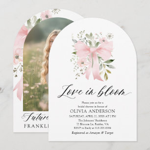 Pink Bow Floral Liebe im Bloom Arch Brautparty Einladung