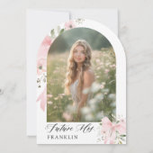 Pink Bow Floral Liebe im Bloom Arch Brautparty Einladung (Rückseite)