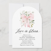 Pink Bow Floral Liebe im Bloom Arch Brautparty Einladung (Vorderseite)