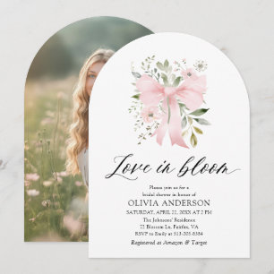 Pink Bow Floral Liebe im Bloom Arch Brautparty Einladung