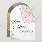 Pink Bow Floral Liebe im Bloom Arch Brautparty Einladung (Vorne/Hinten)