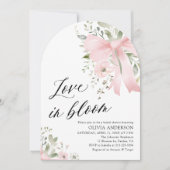 Pink Bow Floral Liebe im Bloom Arch Brautparty Einladung (Vorderseite)