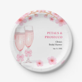 Pink Bow Floral Petals and Prosecco Bridal Shower  Pappteller