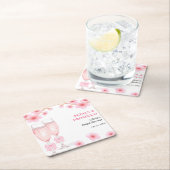 Pink Bow Floral Petals and Prosecco Bridal Shower  Rechteckiger Pappuntersetzer (Vor Ort)