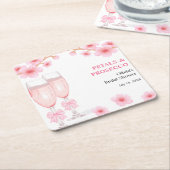 Pink Bow Floral Petals and Prosecco Bridal Shower  Rechteckiger Pappuntersetzer (angewinkelt)