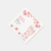 Pink Bow Floral Petals and Prosecco Bridal Shower  Serviette (Ecke)