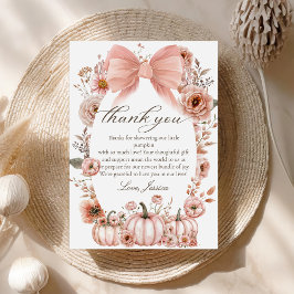Pink Bow Floral Pumpkin Baby Dusche Danke Karte