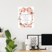 Pink Bow Floral Pumpkin Birthday Welcome Poster (Heimbüro)
