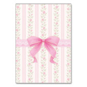 Pink Bow Floral Roses Seating Chart Table Number Tischnummer (Rückseite)