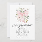 Pink Bow Floral Sie bindet das Brautparty des Knot Einladung (Vorderseite)